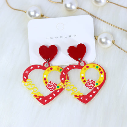 1 Pair Sweet Letter Heart Shape Butterfly Arylic Drop Earrings