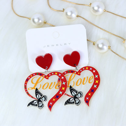 1 Pair Sweet Letter Heart Shape Butterfly Arylic Drop Earrings