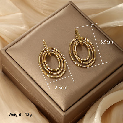 1 Pair Vintage Style Exaggerated Xuping Irregular Oval Plating Hollow Out Inlay Stainless Steel Artificial Pearls 14k Gold Plated Drop Earrings