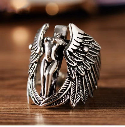 Hip-hop Retro Wings Alloy Asymmetrical Plating Gold Plated Men's Rings