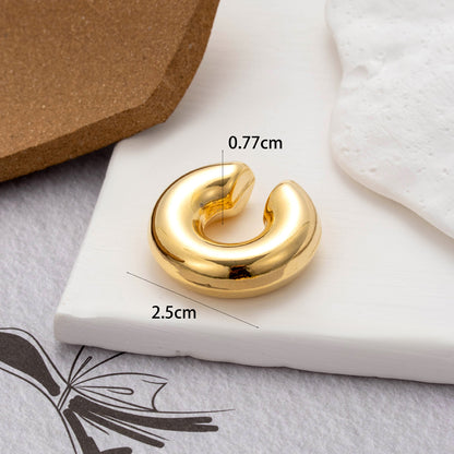 1 Piece Vintage Style Cool Style C Shape Geometric Plating Copper 18k Gold Plated Ear Studs