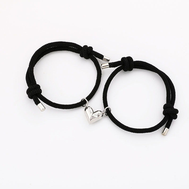 Elegant Simple Style Heart Shape Alloy Rope Plating Valentine's Day Couple Drawstring Bracelets