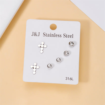 Wholesale Jewelry Simple Style Star Tree Heart Shape Stainless Steel Alloy Rhinestones Plating Inlay Ear Studs