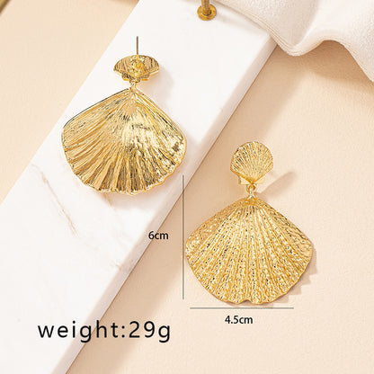 1 Pair Retro Marine Style Commute Shell Plating Alloy Gold Plated Drop Earrings