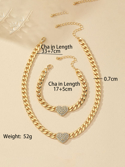 Retro Luxurious Commute Heart Shape Alloy Inlay Rhinestones Women's Jewelry Set