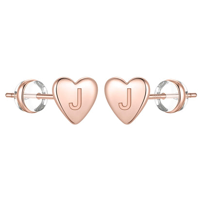 1 Pair Simple Style Letter Heart Shape Plating Copper 14k Gold Plated Ear Studs