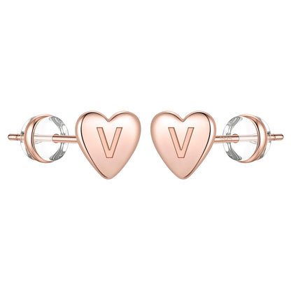 1 Pair Simple Style Letter Heart Shape Plating Copper 14k Gold Plated Ear Studs