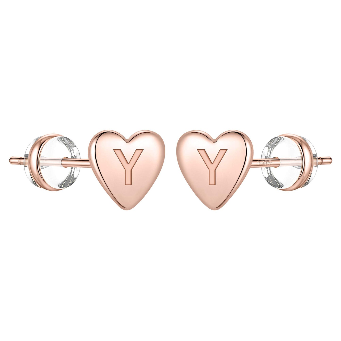 1 Pair Simple Style Letter Heart Shape Plating Copper 14k Gold Plated Ear Studs