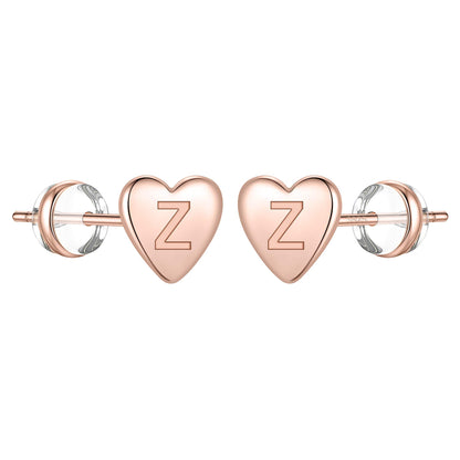 1 Pair Simple Style Letter Heart Shape Plating Copper 14k Gold Plated Ear Studs