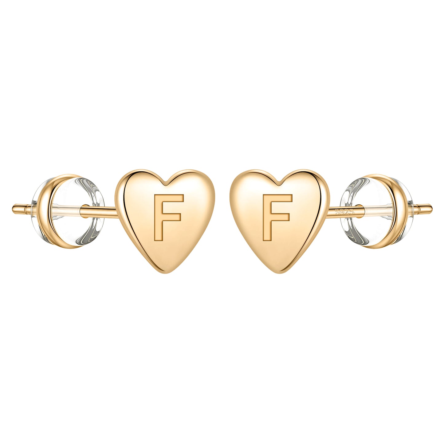 1 Pair Simple Style Letter Heart Shape Plating Copper 14k Gold Plated Ear Studs