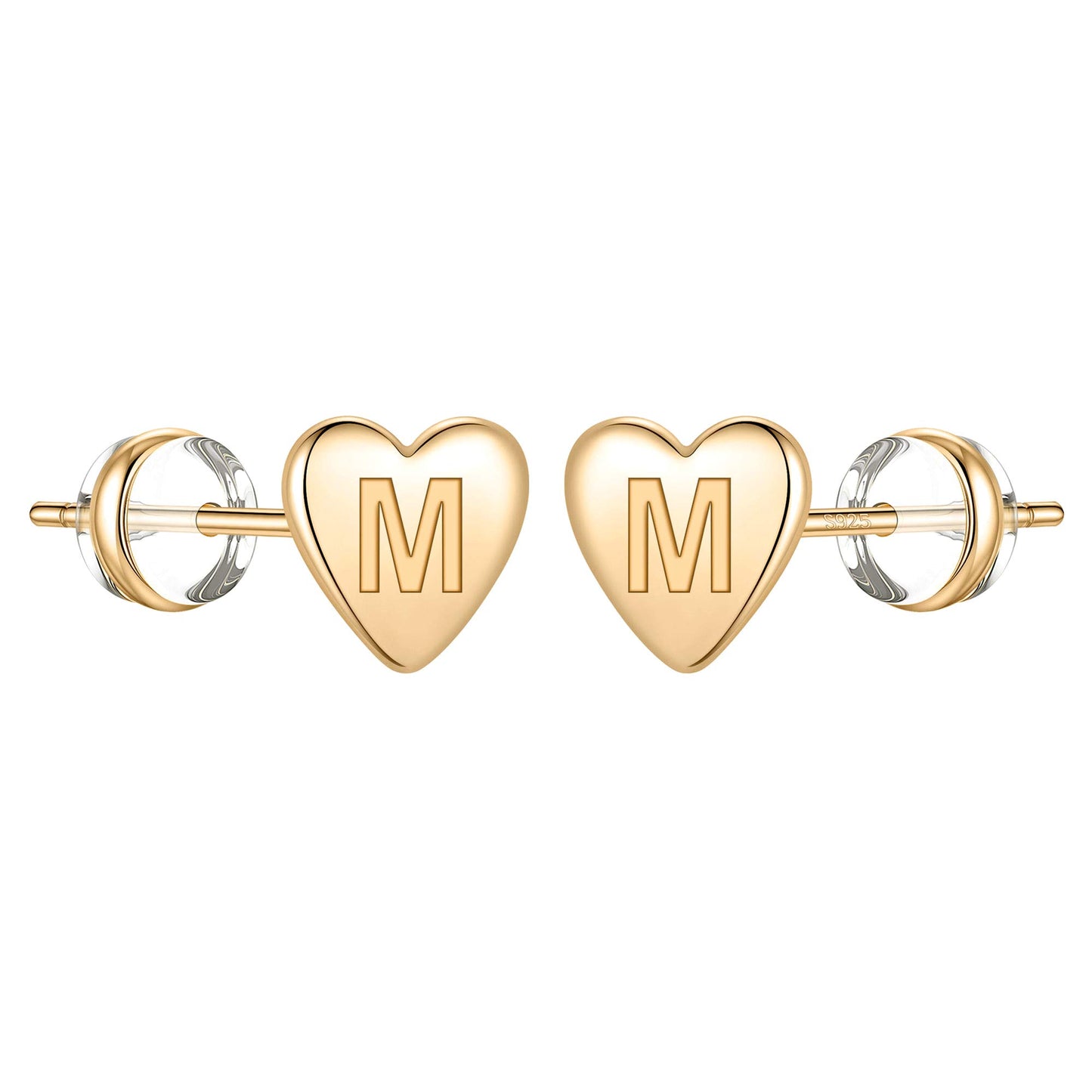 1 Pair Simple Style Letter Heart Shape Plating Copper 14k Gold Plated Ear Studs