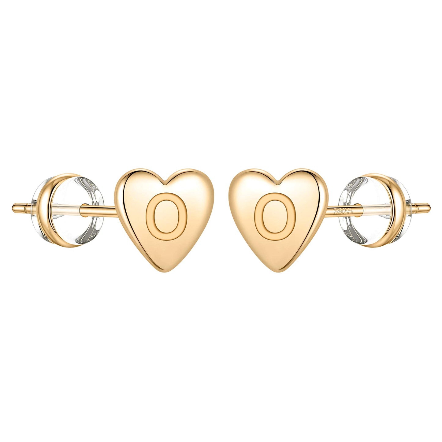 1 Pair Simple Style Letter Heart Shape Plating Copper 14k Gold Plated Ear Studs