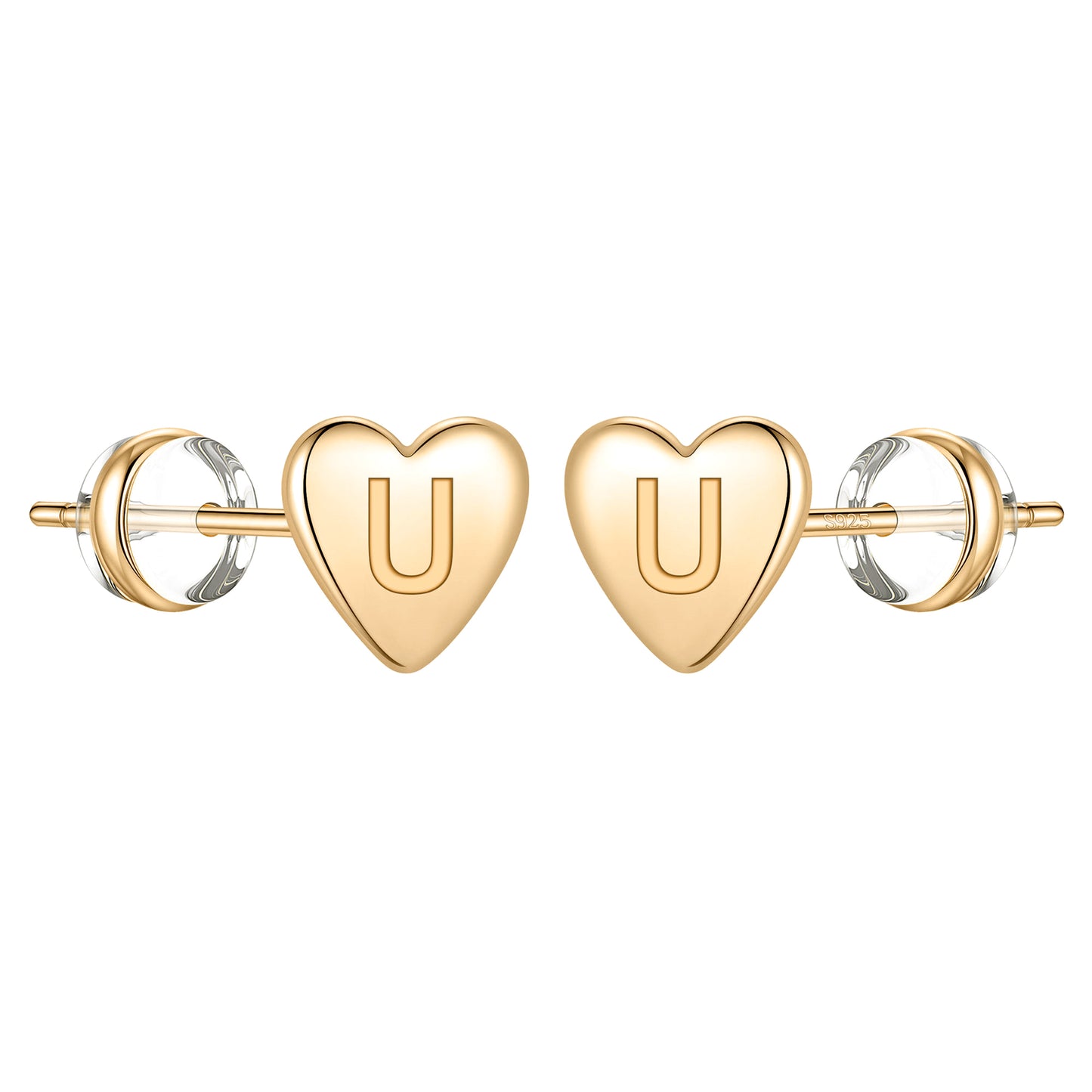 1 Pair Simple Style Letter Heart Shape Plating Copper 14k Gold Plated Ear Studs