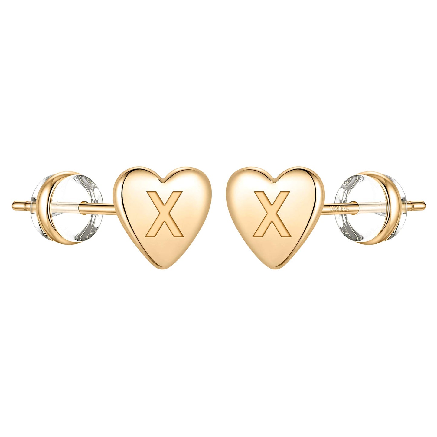 1 Pair Simple Style Letter Heart Shape Plating Copper 14k Gold Plated Ear Studs