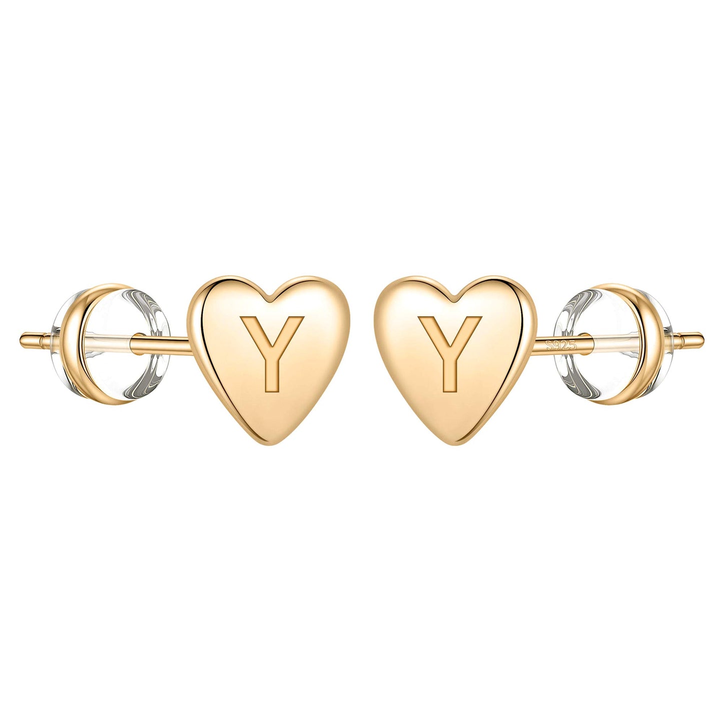 1 Pair Simple Style Letter Heart Shape Plating Copper 14k Gold Plated Ear Studs