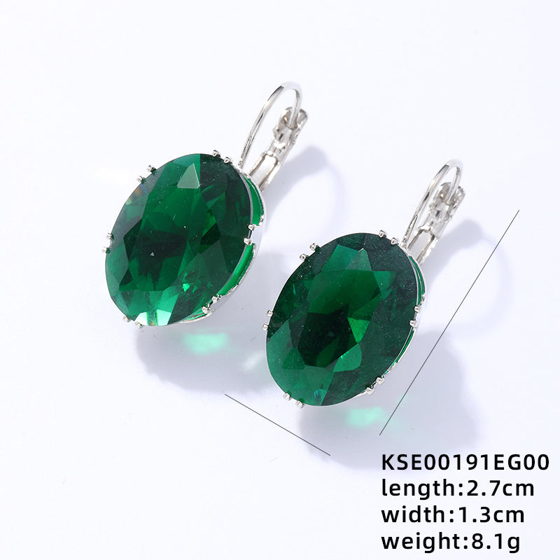 1 Pair Simple Style Oval Plating Inlay Copper Zircon White Gold Plated Drop Earrings