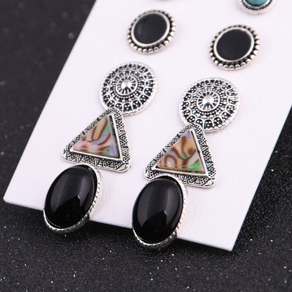 1 Set Vintage Style Triangle Geometric Round Plating Alloy Ear Studs