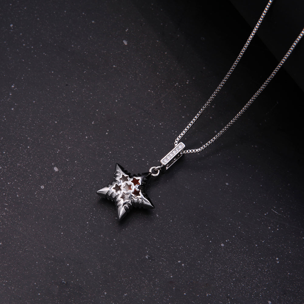 Simple Style Star Copper 18k Gold Plated White Gold Plated Zircon Pendant Necklace In Bulk