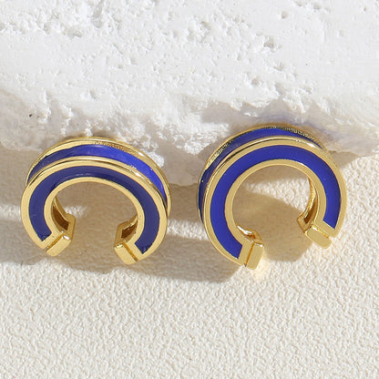 1 Pair Simple Style Solid Color Epoxy Plating Copper 14k Gold Plated Ear Cuffs