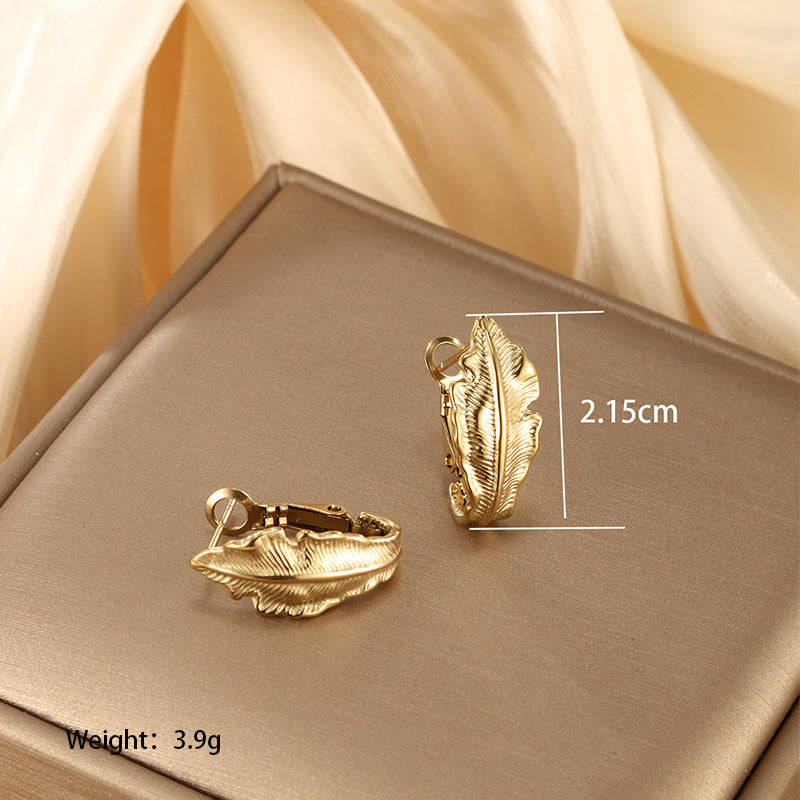 1 Pair Retro Xuping Geometric Star Leaves Plating Stainless Steel 14k Gold Plated Ear Studs