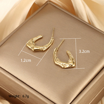 1 Pair Retro Xuping Geometric Star Leaves Plating Stainless Steel 14k Gold Plated Ear Studs