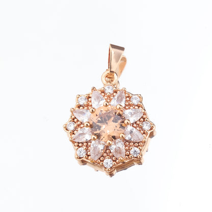 Shiny Flower Brass 18k Gold Plated Rose Gold Plated Zircon Charms Earrings In Bulk