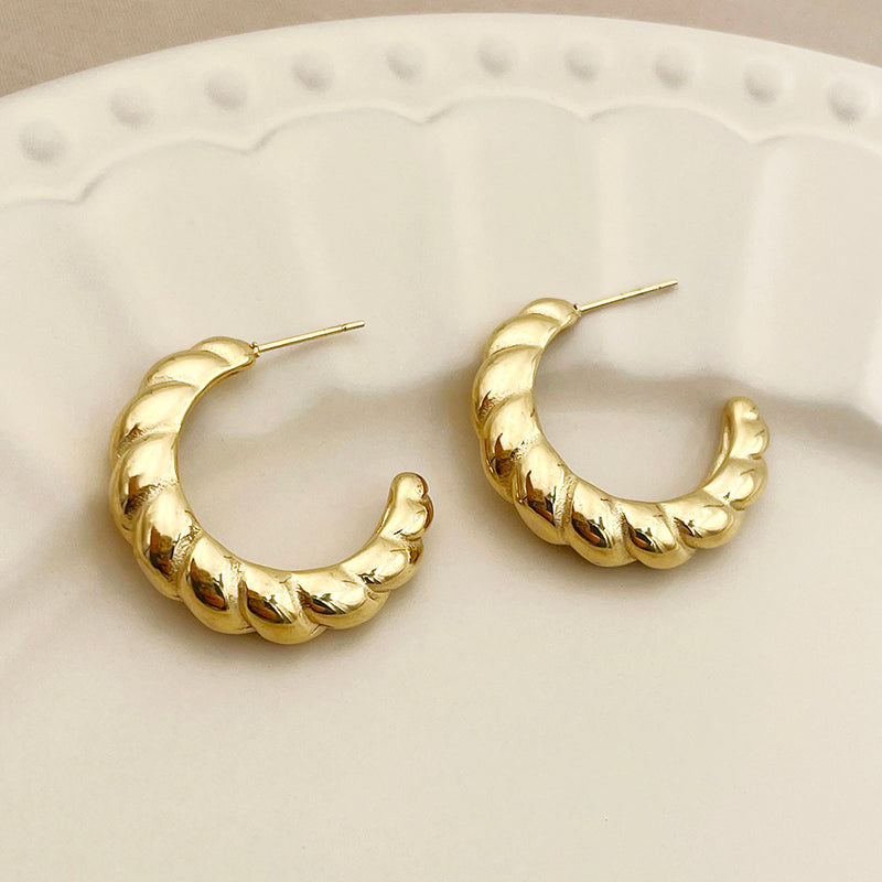 1 Pair Simple Style Croissant Ea56280l Plating Stainless Steel Gold Plated Ear Studs