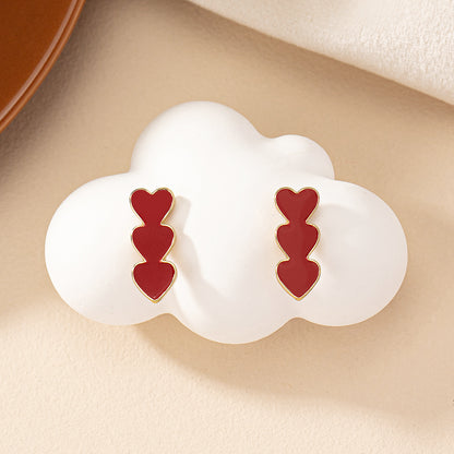 1 Pair Retro Heart Shape Enamel Plating Alloy Ear Studs