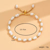 Elegant Modern Style Irregular Stainless Steel Freshwater Pearl Beaded Plating 18k Gold Plated Bracelets