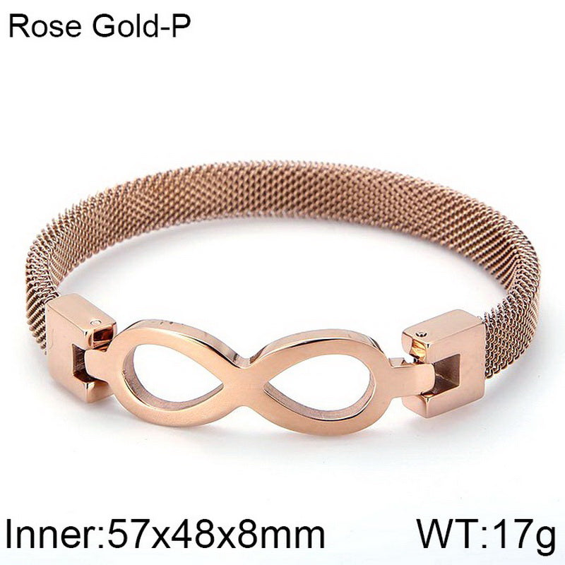 Vintage Style Round Infinity Heart Shape Stainless Steel Plating Bangle