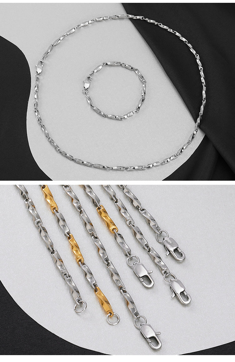 Simple Style Solid Color Stainless Steel Titanium Steel Polishing Bracelets Necklace