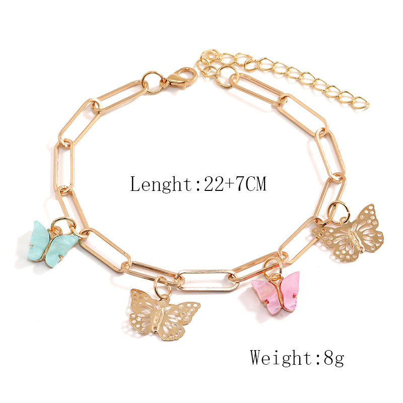 Simple Style Commute Butterfly Alloy Hollow Out Women's Anklet