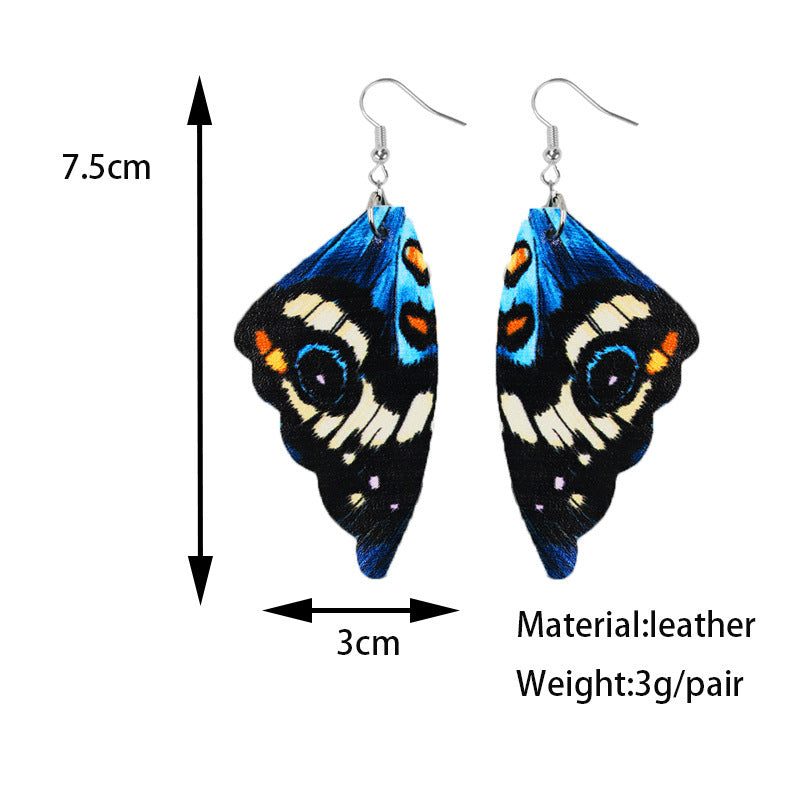 1 Pair Simple Style Commute Wings Printing Pu Leather Drop Earrings