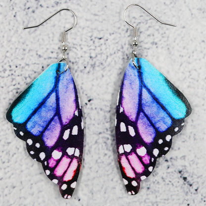 1 Pair Simple Style Commute Wings Printing Pu Leather Drop Earrings