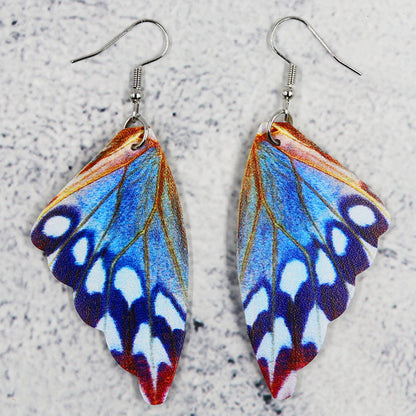 1 Pair Simple Style Commute Wings Printing Pu Leather Drop Earrings