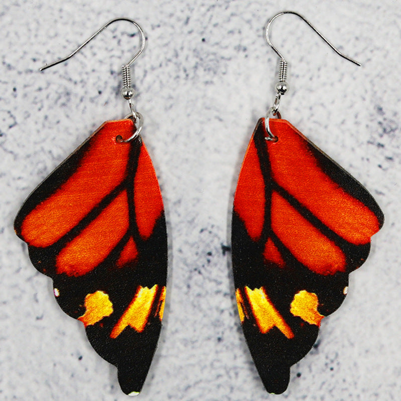 1 Pair Simple Style Commute Wings Printing Pu Leather Drop Earrings