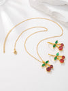 Elegant Lady Fruit Copper Plating Inlay Artificial Crystal 18k Gold Plated Earrings Necklace