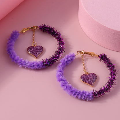 1 Pair Cute Heart Shape Alloy Hoop Earrings