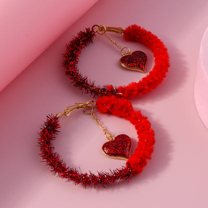 1 Pair Cute Heart Shape Alloy Hoop Earrings