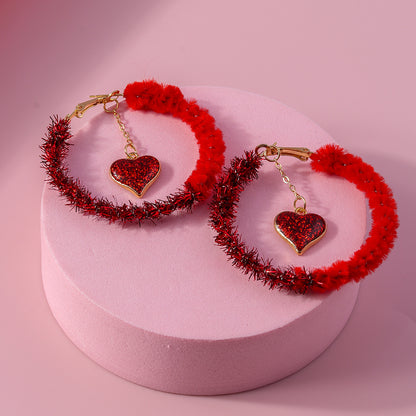 1 Pair Cute Heart Shape Alloy Hoop Earrings