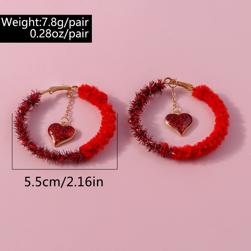 1 Pair Cute Heart Shape Alloy Hoop Earrings