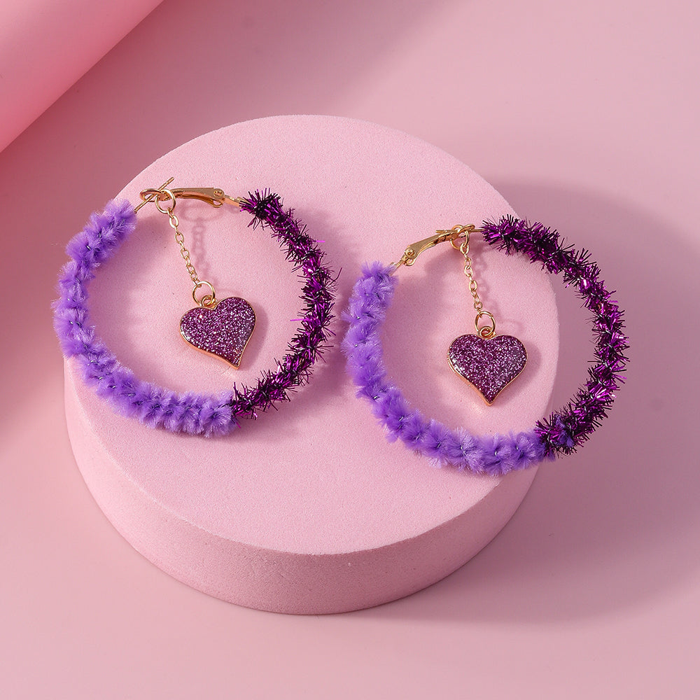 1 Pair Cute Heart Shape Alloy Hoop Earrings