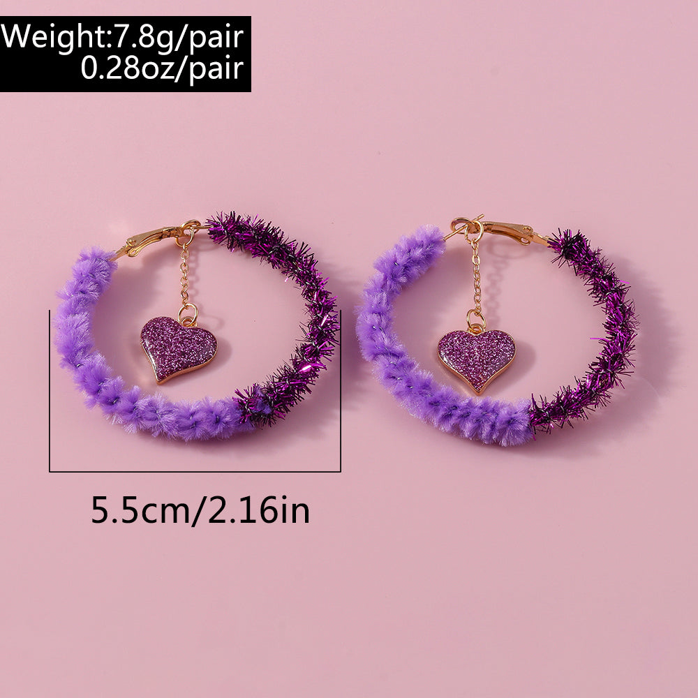 1 Pair Cute Heart Shape Alloy Hoop Earrings