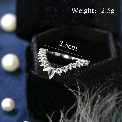 Ig Style Elegant Preppy Style Water Droplets Sterling Silver Plating Hollow Out Inlay Zircon White Gold Plated Rings