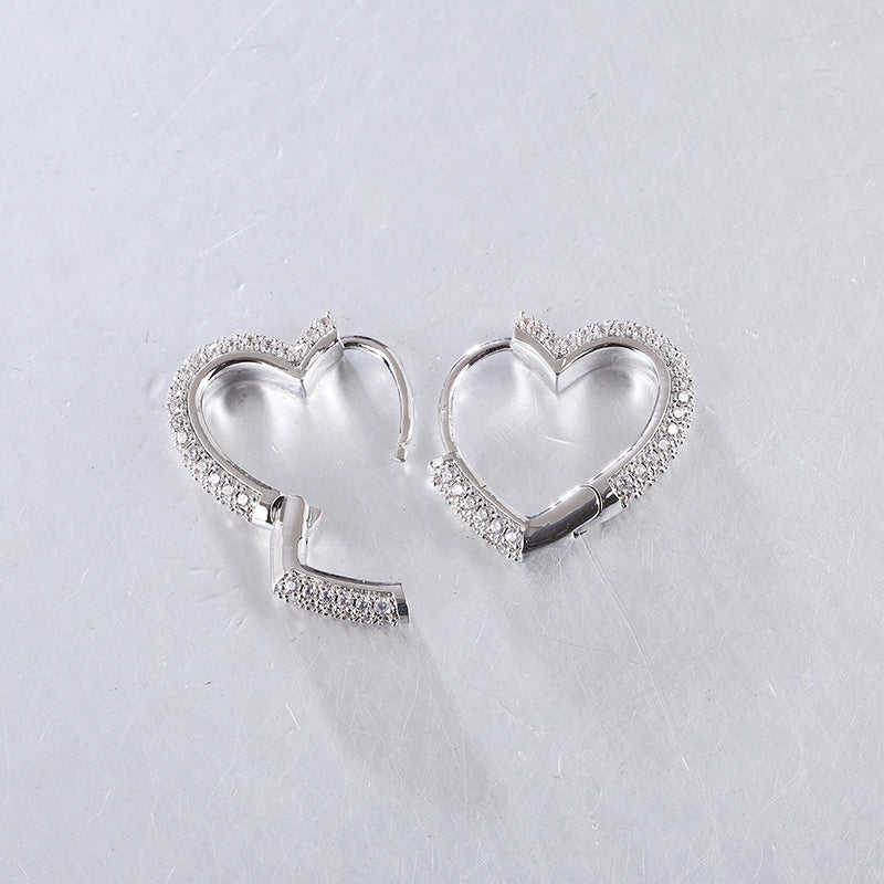 1 Pair Elegant Sweet Heart Shape Inlay Copper Zircon Earrings