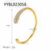 Simple Style Solid Color Stainless Steel Plating Inlay Rhinestones 18k Gold Plated Bangle