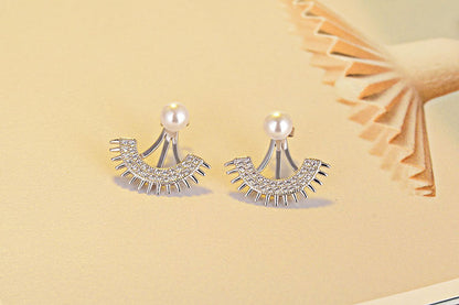 1 Pair Lady Geometric Plating Inlay Copper Pearl Zircon White Gold Plated Drop Earrings