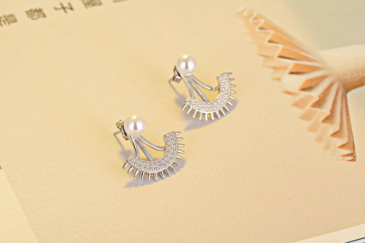 1 Pair Lady Geometric Plating Inlay Copper Pearl Zircon White Gold Plated Drop Earrings