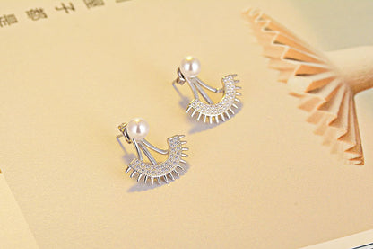 1 Pair Lady Geometric Plating Inlay Copper Pearl Zircon White Gold Plated Drop Earrings