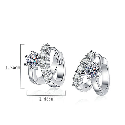 1 Pair Elegant Luxurious Geometric Plating Inlay Sterling Silver Zircon White Gold Plated Earrings